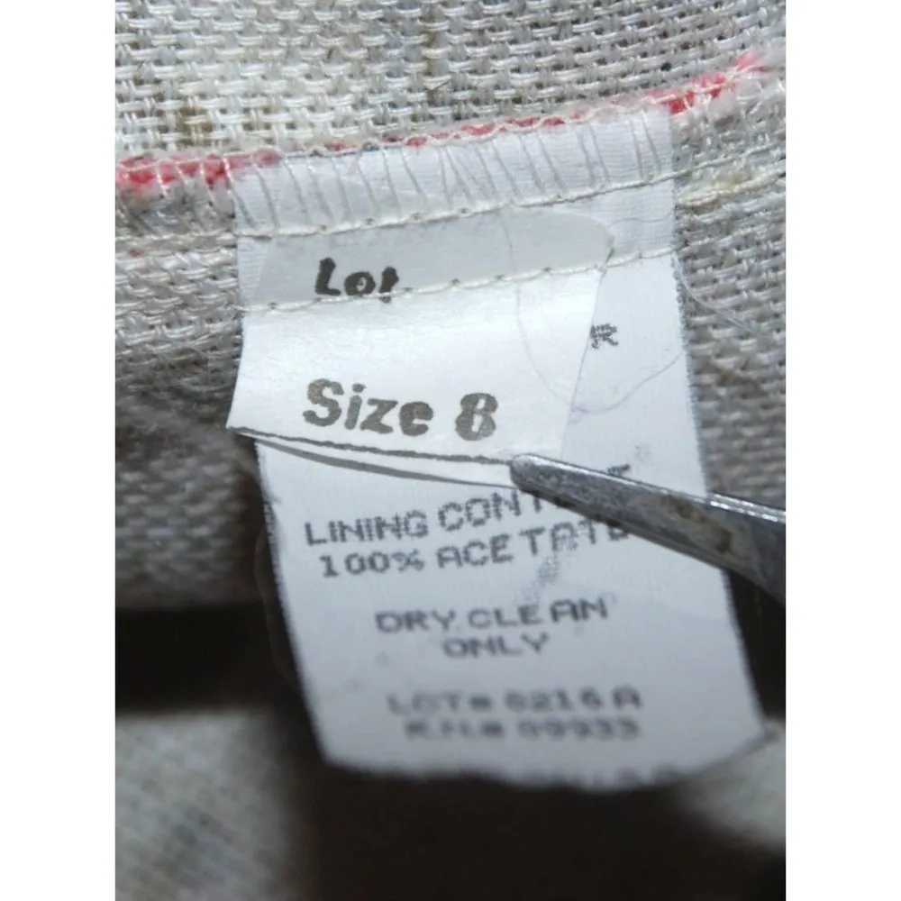 Tofy Tan Hawaiian Floral Jacket Size 8 Flax Blend Shoulder Pads Short Sleeves - Image 11