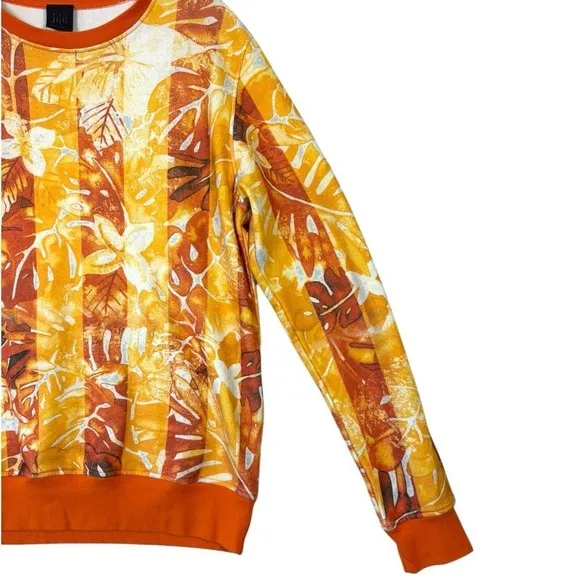 Jijil Man‎ Collection Orange Floral Striped Sweatshirt Made in Italy Size M Yellow Size M - Image 3