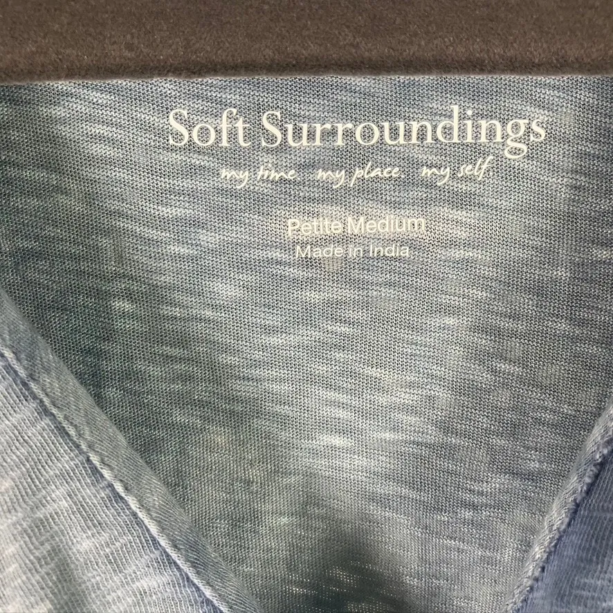 Soft Surroundings Petite Medium Blue Jumpsuit Crochet Detail Sleeveless New - Image 3