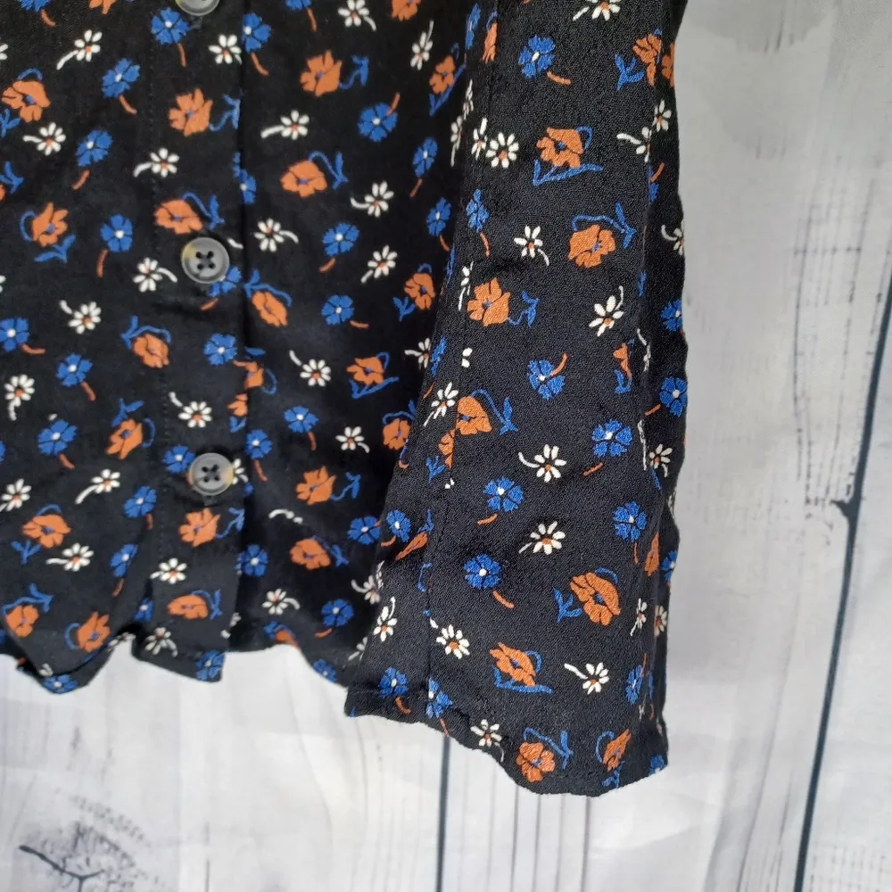 Madewell Floral Off-Shoulder Button Down Smocked-Waist Top - Image 7