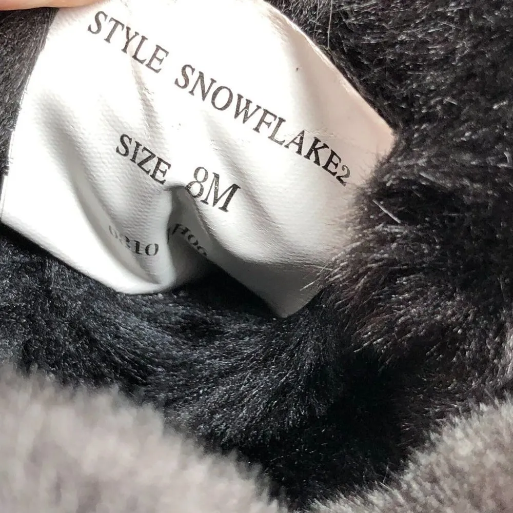 Khombu Womens Snowflake2 Winter Boots Faux Fur Lined Wedge Heel Zipper Black 8 - Image 7