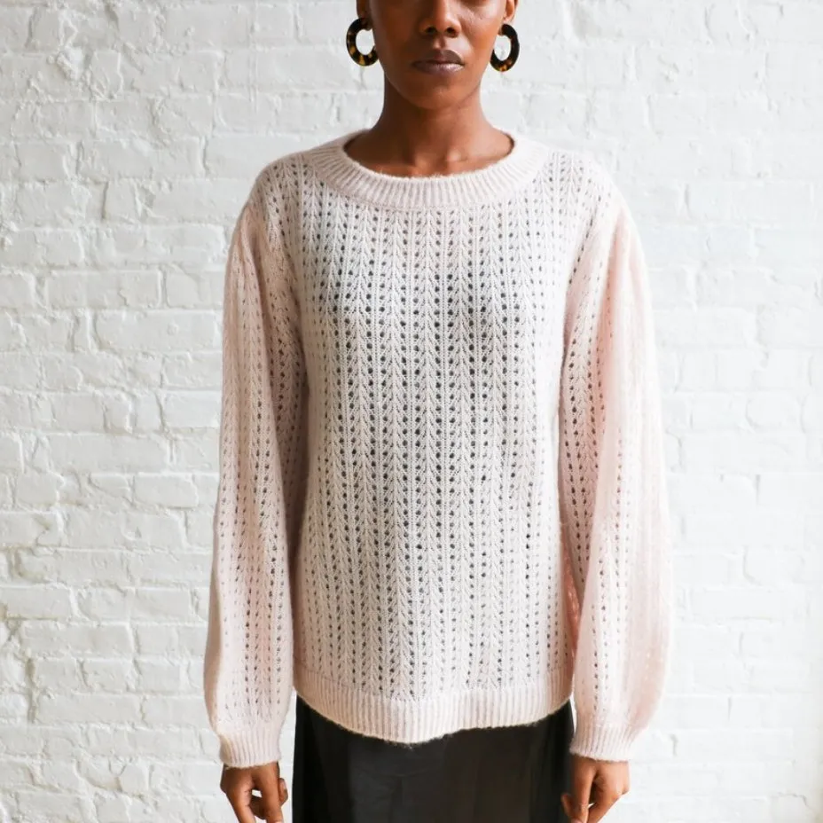 RAGDOLL LA Mohair Blend A Fuzzy Light Pink Pullover Sweater‎ XS - Image 3