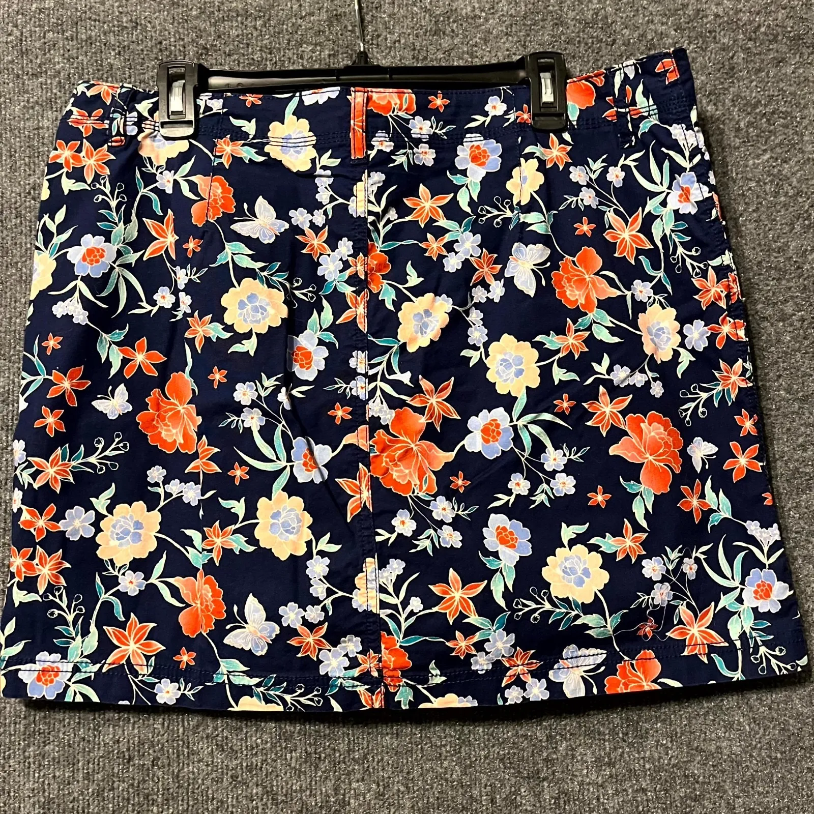 St John's‎ Bay Skirt Skort Womens 14 Blue Floral Cotton Classic Pockets Zip-Fly - Image 5