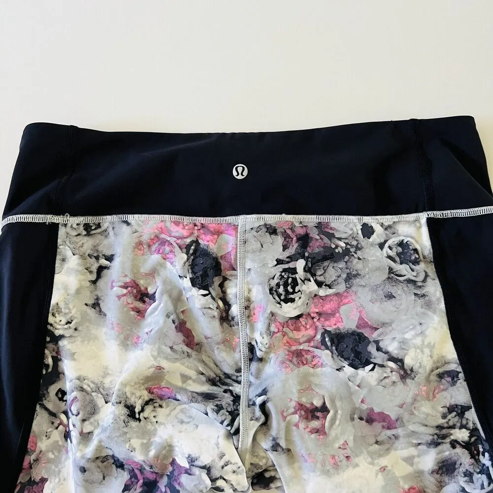 LULULEMON ATHLETICA White Deep Navy Blue If You Are Lucky Crop Leggings - US 12 - Image 5