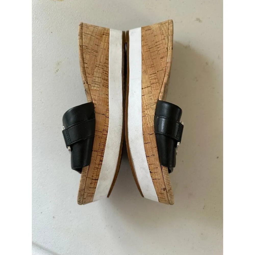 Michael Kors Women's Warren Leather Wedge Platform Open Toe Slides Shoes 10M - Image 4