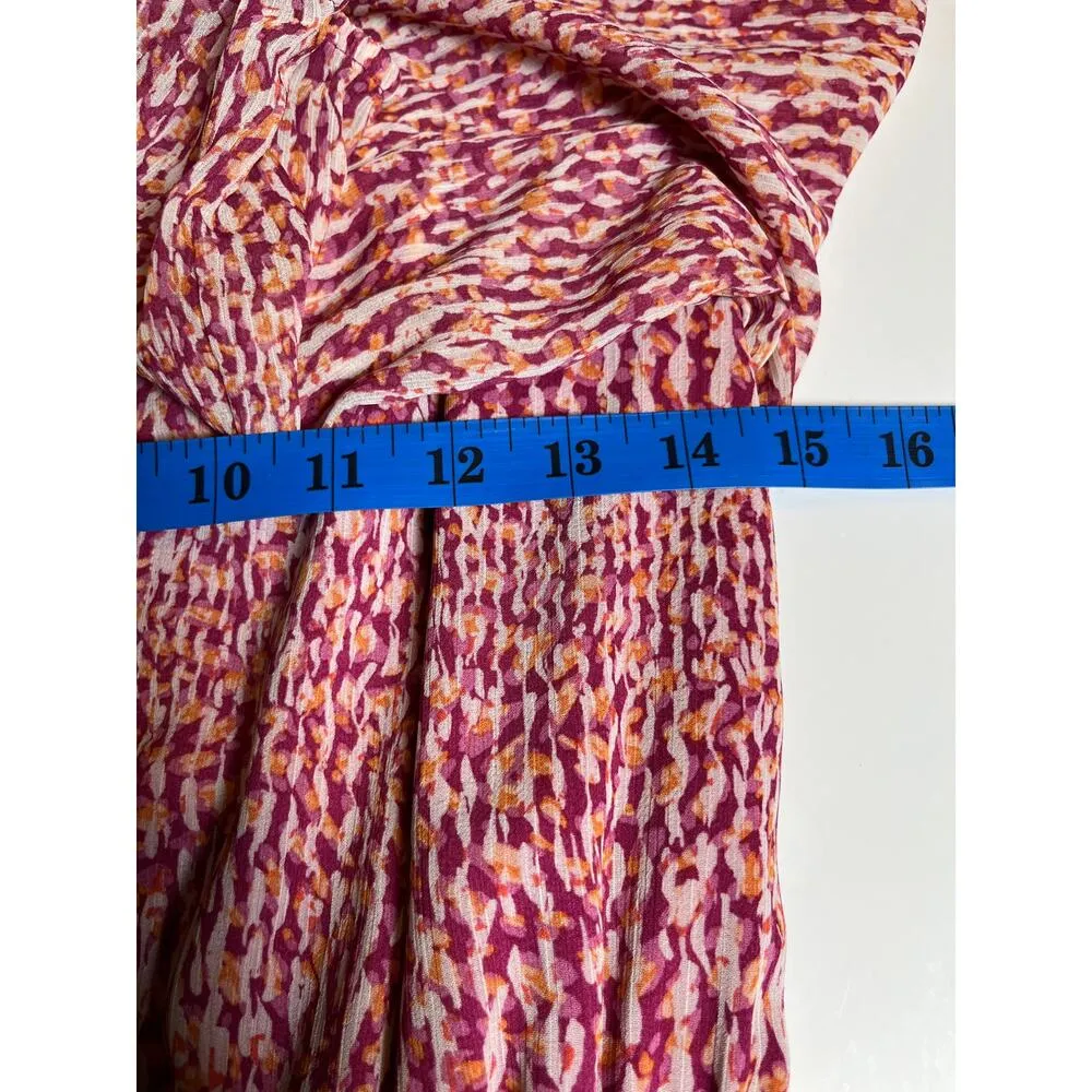 Evereve Women Small Dress‎ Pink Orange Mini V Neck Flowy  Lined FairyWhimsy - Image 7