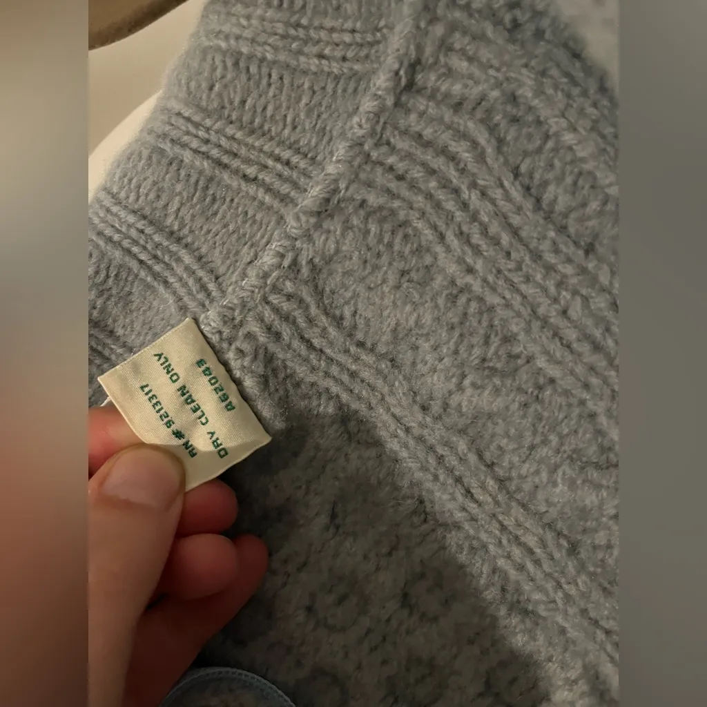 Aran Crafts Merino Wool Full Zip Fisherman Cable Knit Blue Sweater Jacket Sz L Size L - Image 16