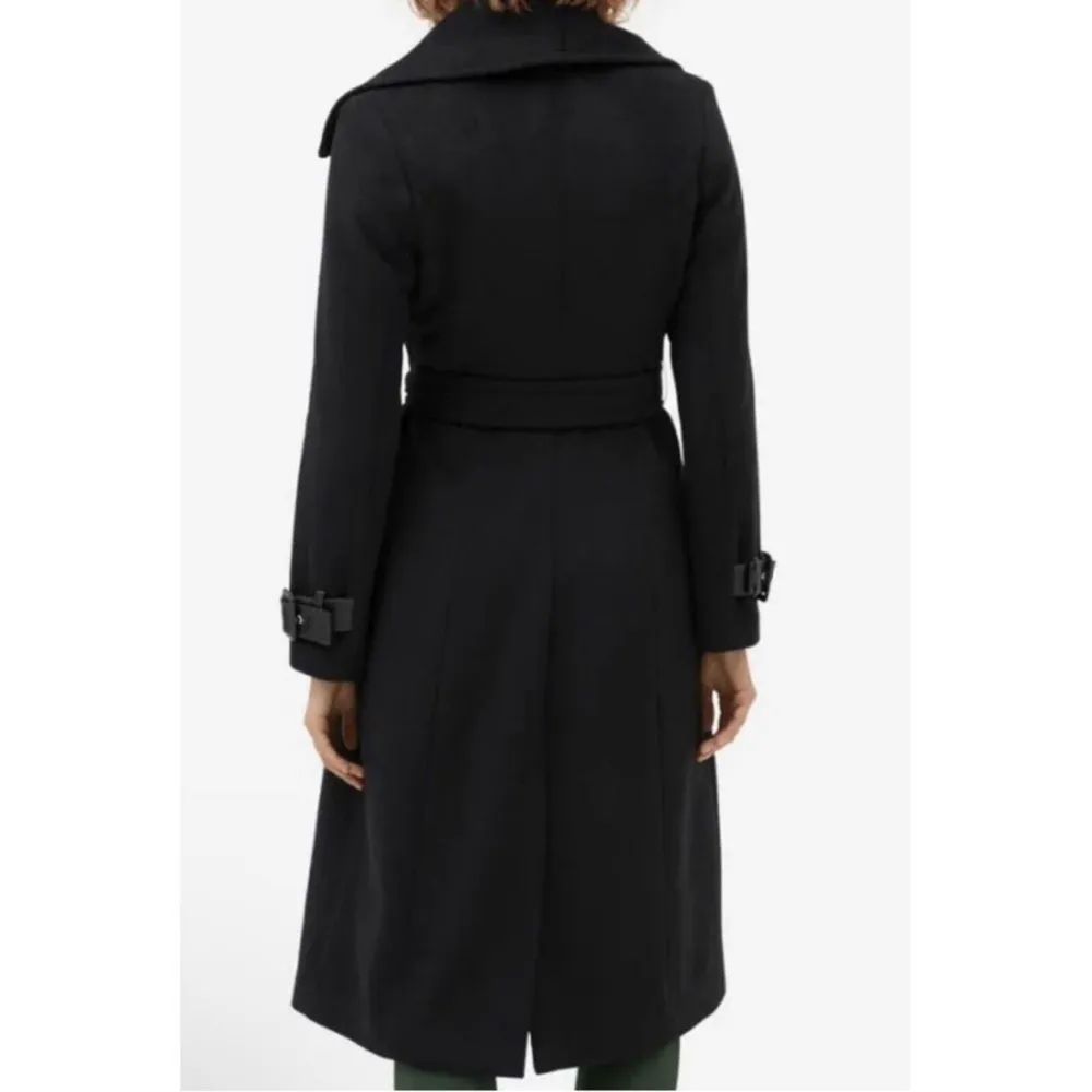 Cole Hann | Black Wool Trench Coat with Leather Trim Women’s 3X - Image 2