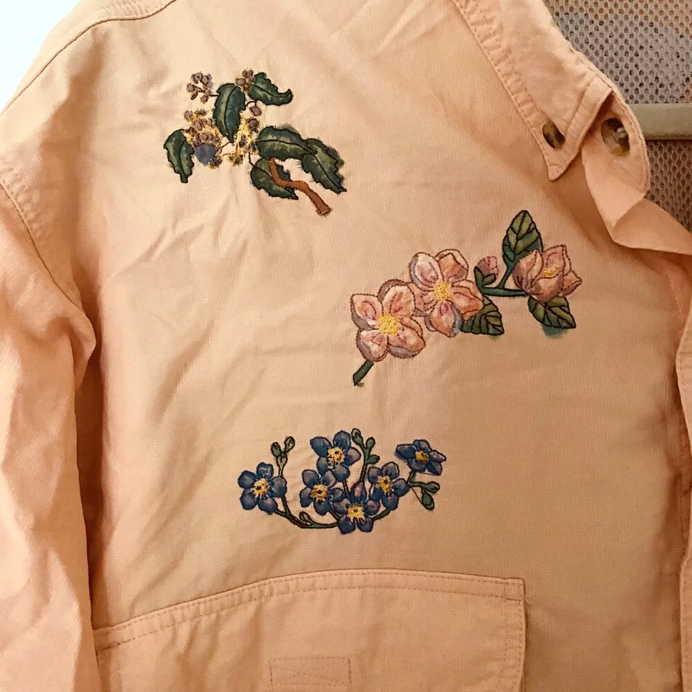 Redington Embroidered Button Down Long Sleeve Women Fishing UPF 30 Shirt Sz M Orange Size M - Image 5