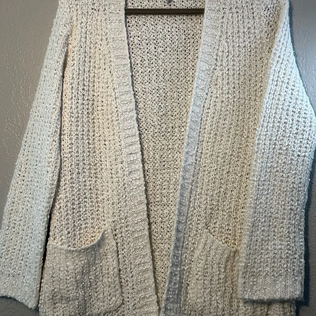 Sienna Sky Cream Chunky Knit Cardigan Sweater SZ XS Long sleeve Cozy Robe - Image 5