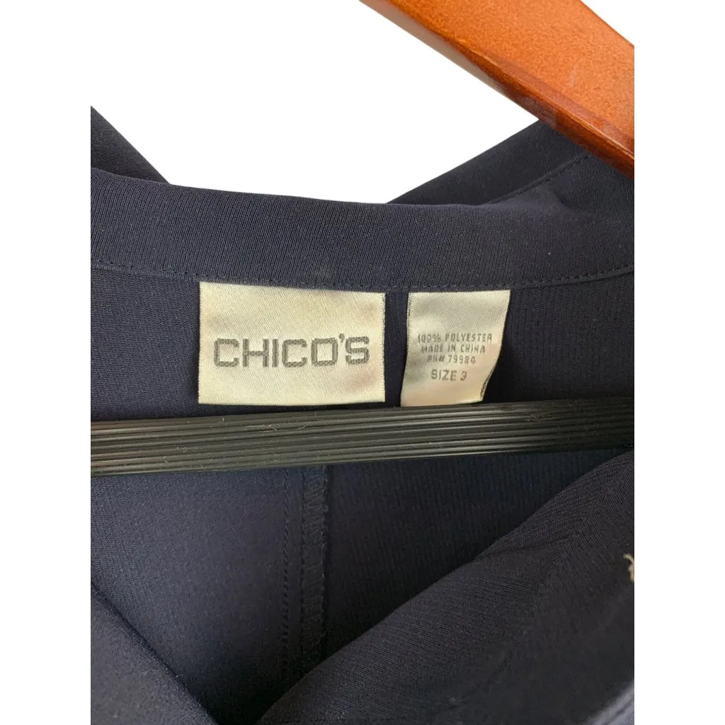 Chico's  Womens Navy Button-Up Jacket Size 3 Polyester - Image 4