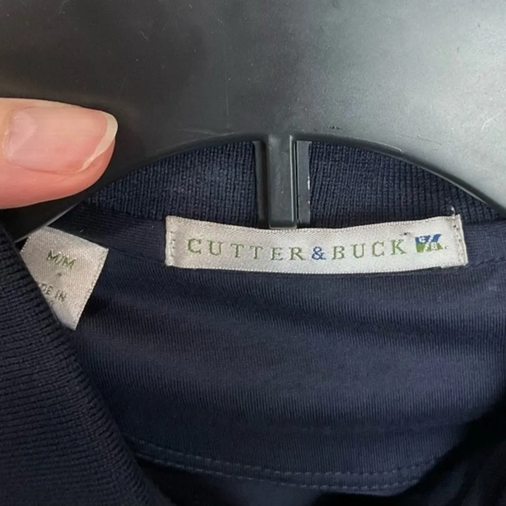 Cutter & Buck Navy Polo Shirt Golf Sz Med Knit Collared V-Neck - Image 3