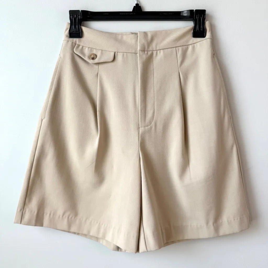Sophie Rue Corey Suit Short‎ Womens Size XS Tan High Waist Pleated Pocket Chic - Image 2