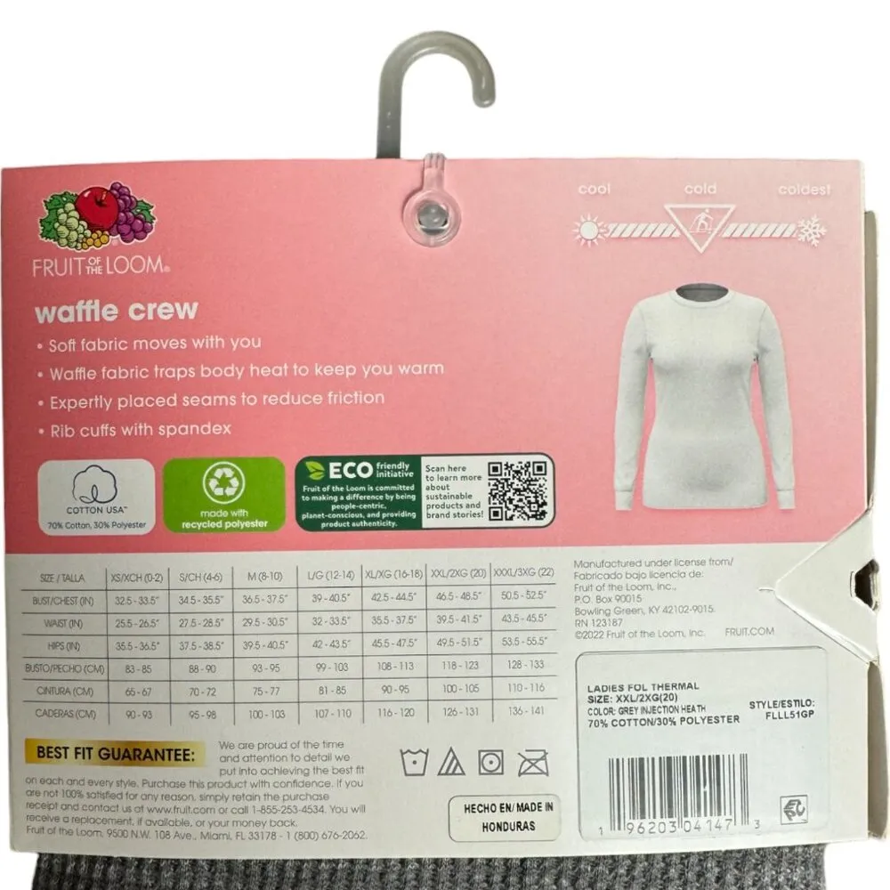 Fruit of the Loom EverSoft Women's Waffle Crew Shirt Size XXL (20) Gray - Image 11