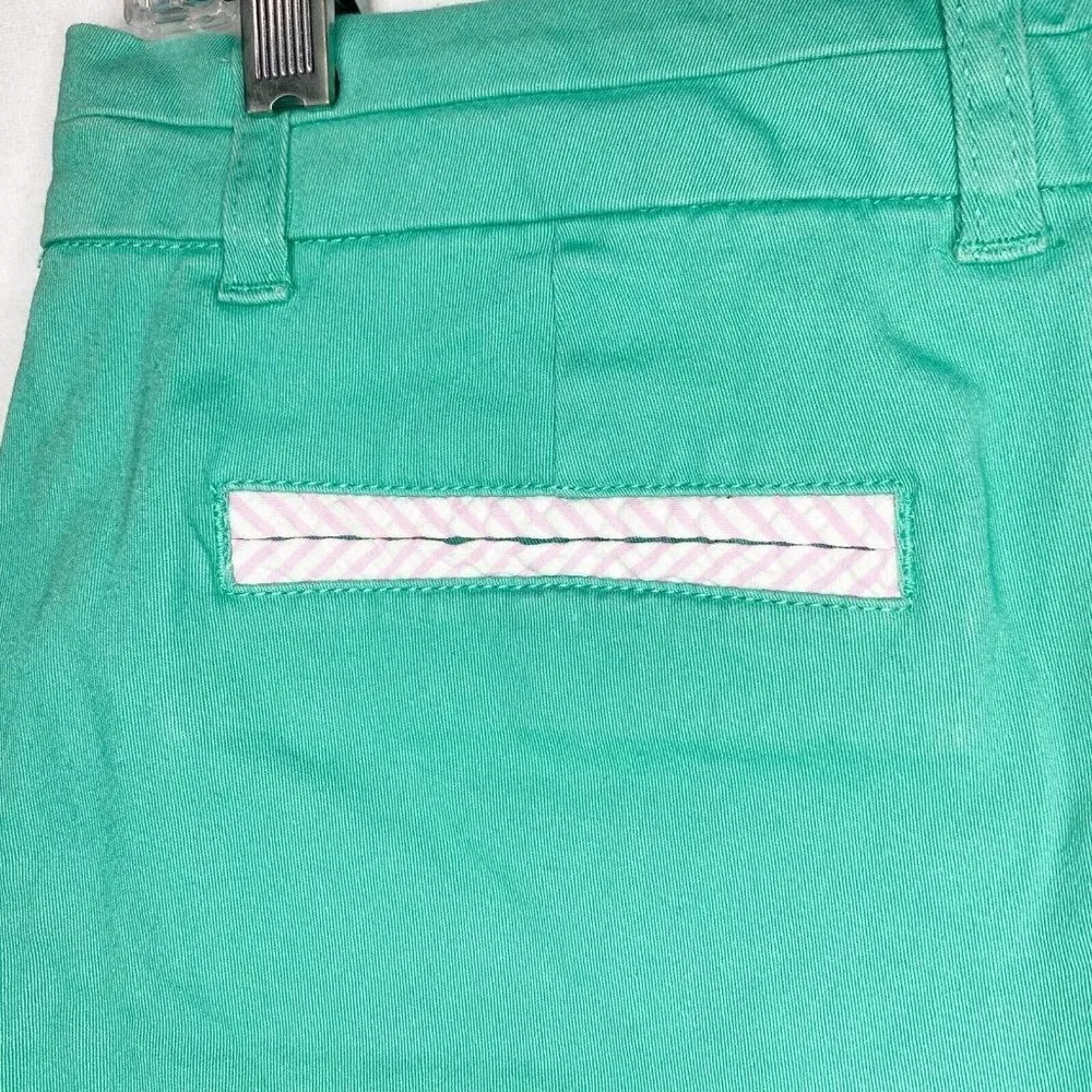 Southern Marsh Womens Sz 0 Brighton Shorts- Chino Seersucker Teal Pink Stretch - Image 8