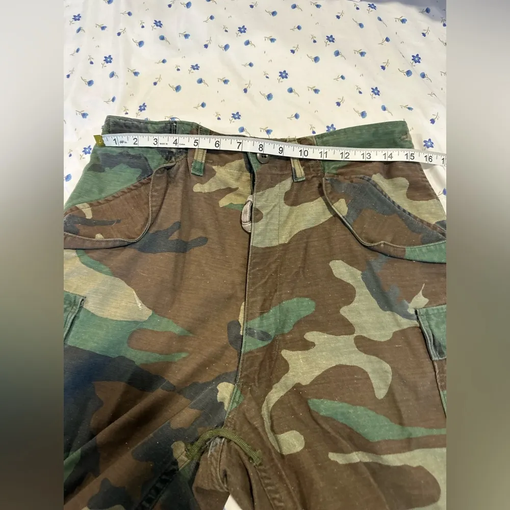 Vintage 80's Era USGI Woodland BDU Camouflage Combat Pants Trouser Wide Leg Green - Image 3