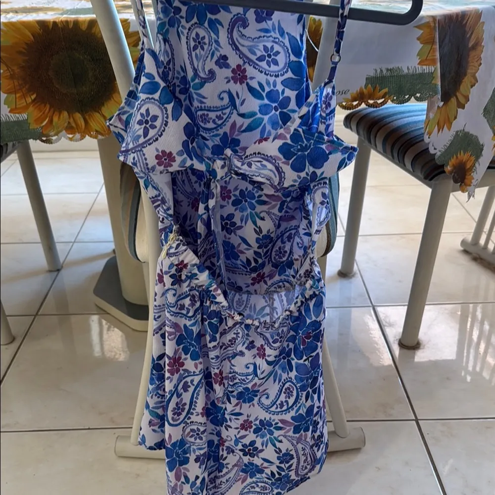 Show Me Your MuMu Blue and White spaghetti strap romper - Image 3