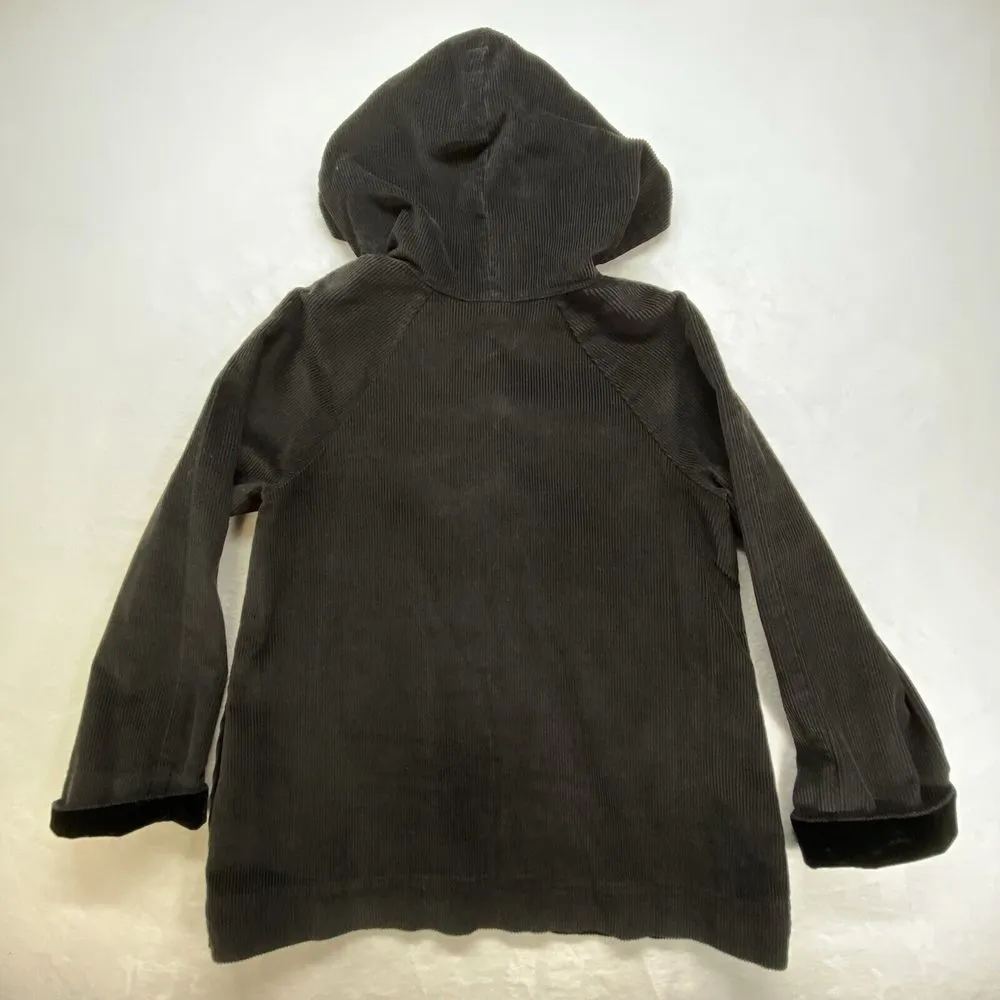 J Jill Jacket Womens S Velvet Hooded Tumble Corduroy button pullover‎ hoodie Black - Image 10