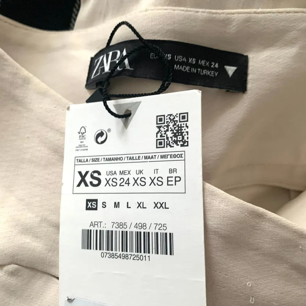 Zara Full Length Trousers with Cutout Opening in Ecru Off White - Image 13