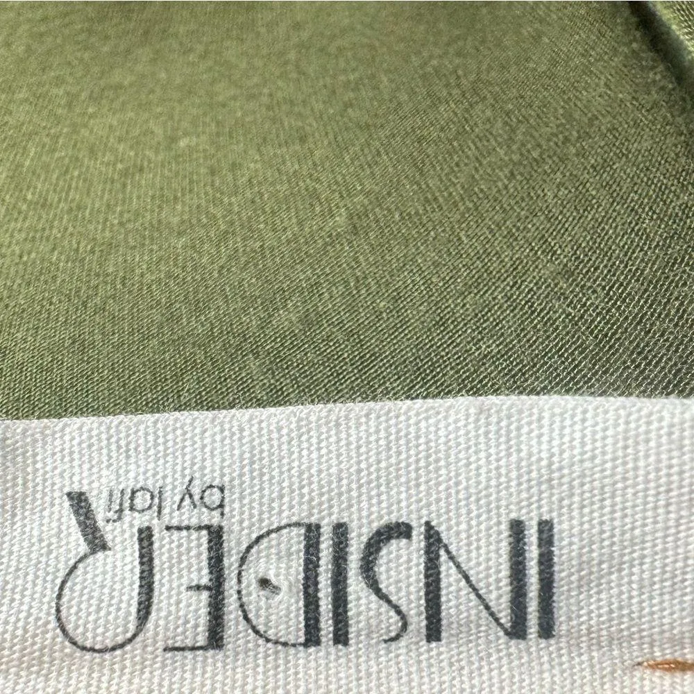 Long Sleeve Army Green Dress With Brown Suede Trim Size Small - Image 5