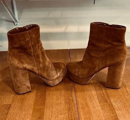 Sam Edelman  Azra Brown Suede Chunk Heel Ankle Boots Size 10 - Image 7