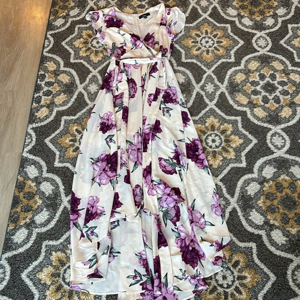 Lulus French Countryside Blush Floral Print High-Low Dress - Image 3