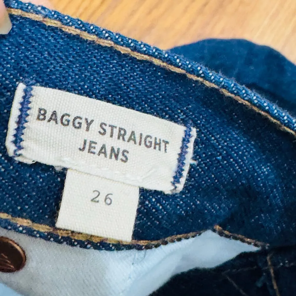 Madewell Baggy Straight Jeans  trousers in Woodham Wash: Pleated Edition 26 - Image 2