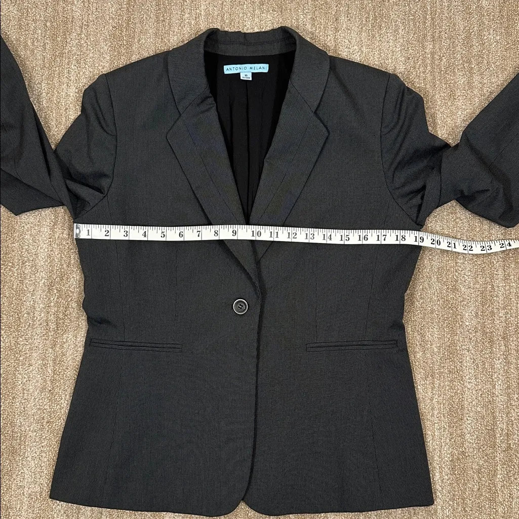 Antonio Melani Gray One Button Blazer Jacket Office Professional Women Size 10 - Image 5