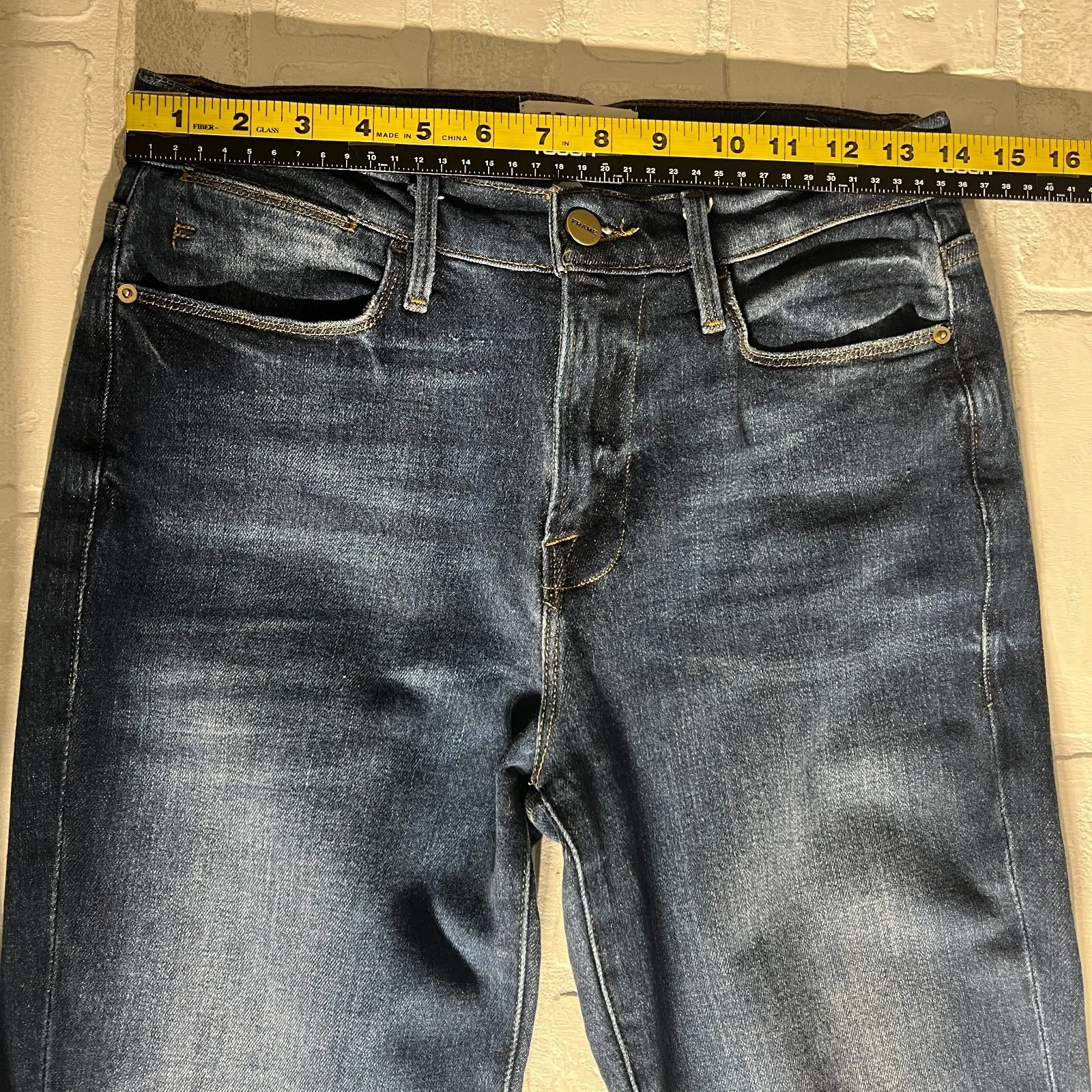 Frame‎ Le High Straight Jeans Womens 27 Blue Dark Wash Denim Stretch V Classic - Image 11