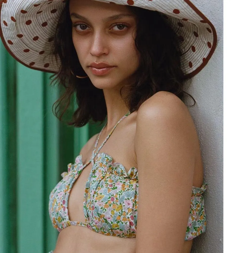 For Love and Lemons Raleigh Crop Top Size Small Floral Multicolor - Image 3