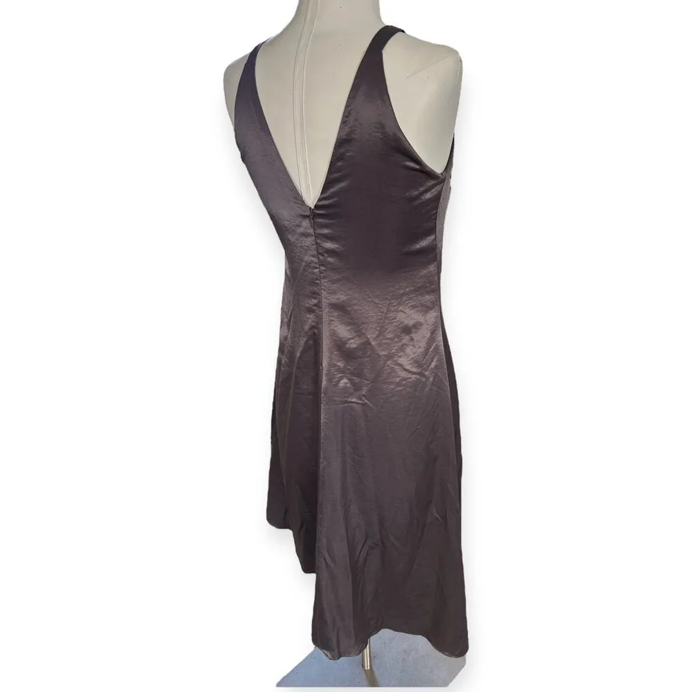 Banana Republic Flowy Midi Slip Dress Asymmetrical Hem Gray Satin Fairycore  6 - Image 5