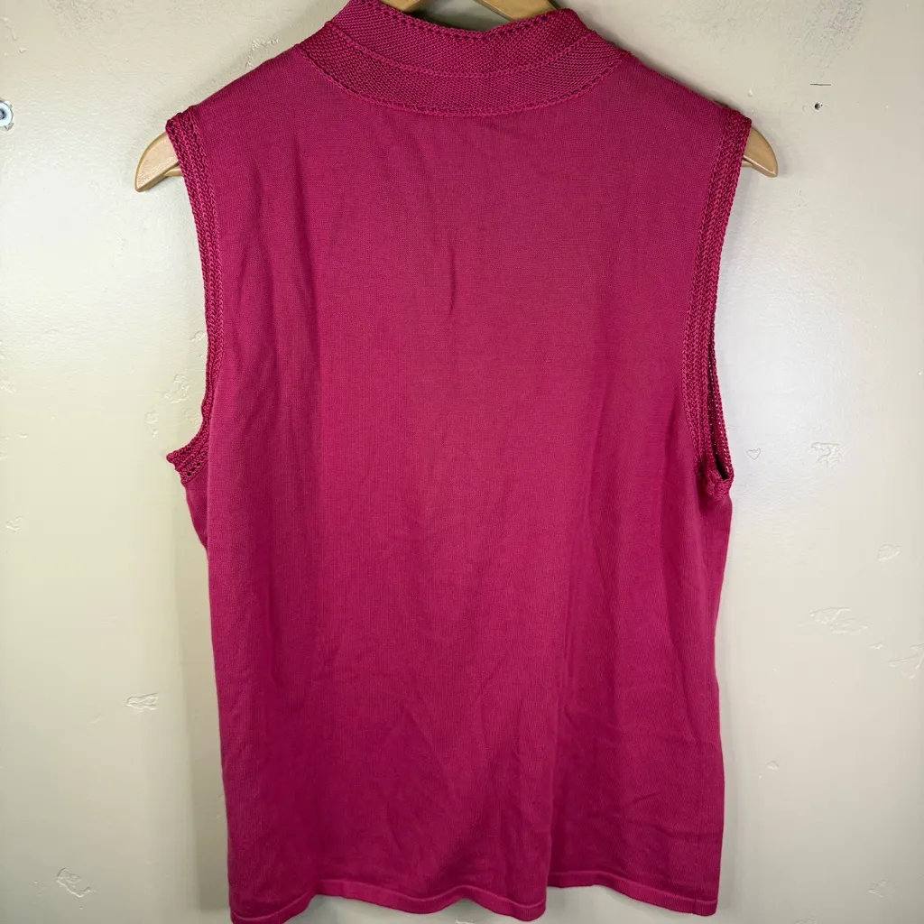 NWT J.Jill Size XL One Button Knit‎ Red Vest Stretch Career Office Wear Preppy - Image 9