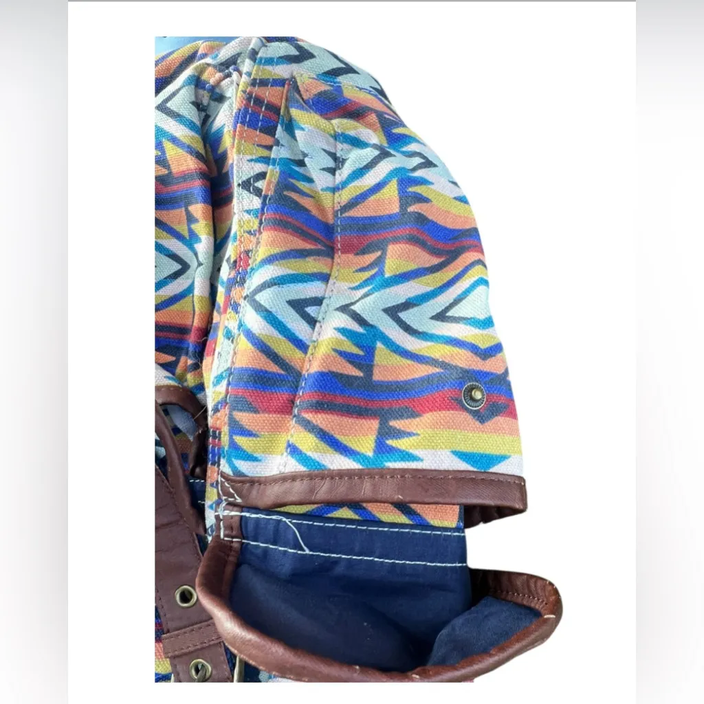 Black Poppy Multicolor Bohemian Schoolbag Aztec Print‎ Backpack - Image 2