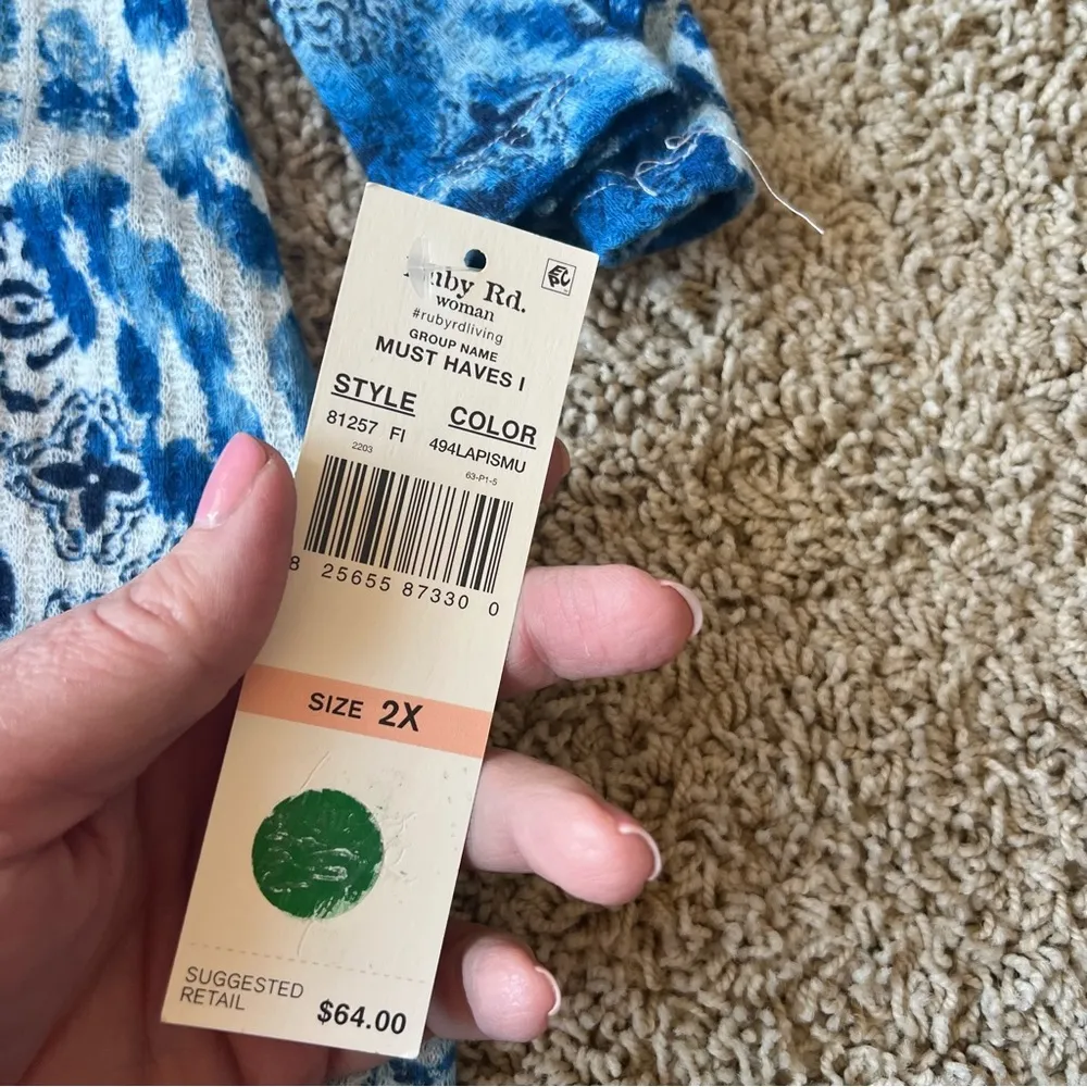 NWT Ruby Rd Woman Cowl Neck Sweater Size 2X Shades of Blue Lightweight R10 - Image 7