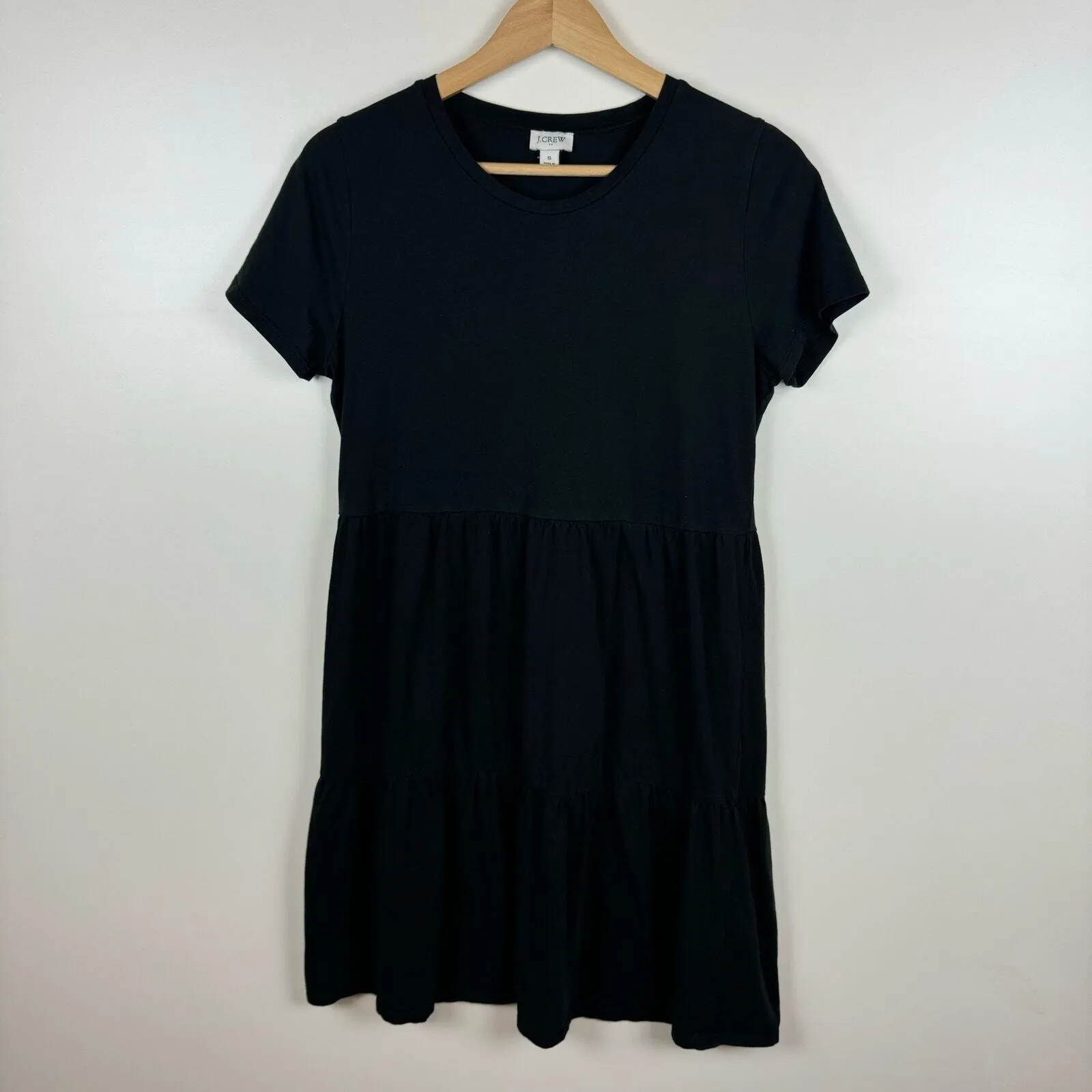 J Crew Womens Tiered Mini Dress in Black Sz S |‎ Classic Neutral Everyday Flowy - Image 3