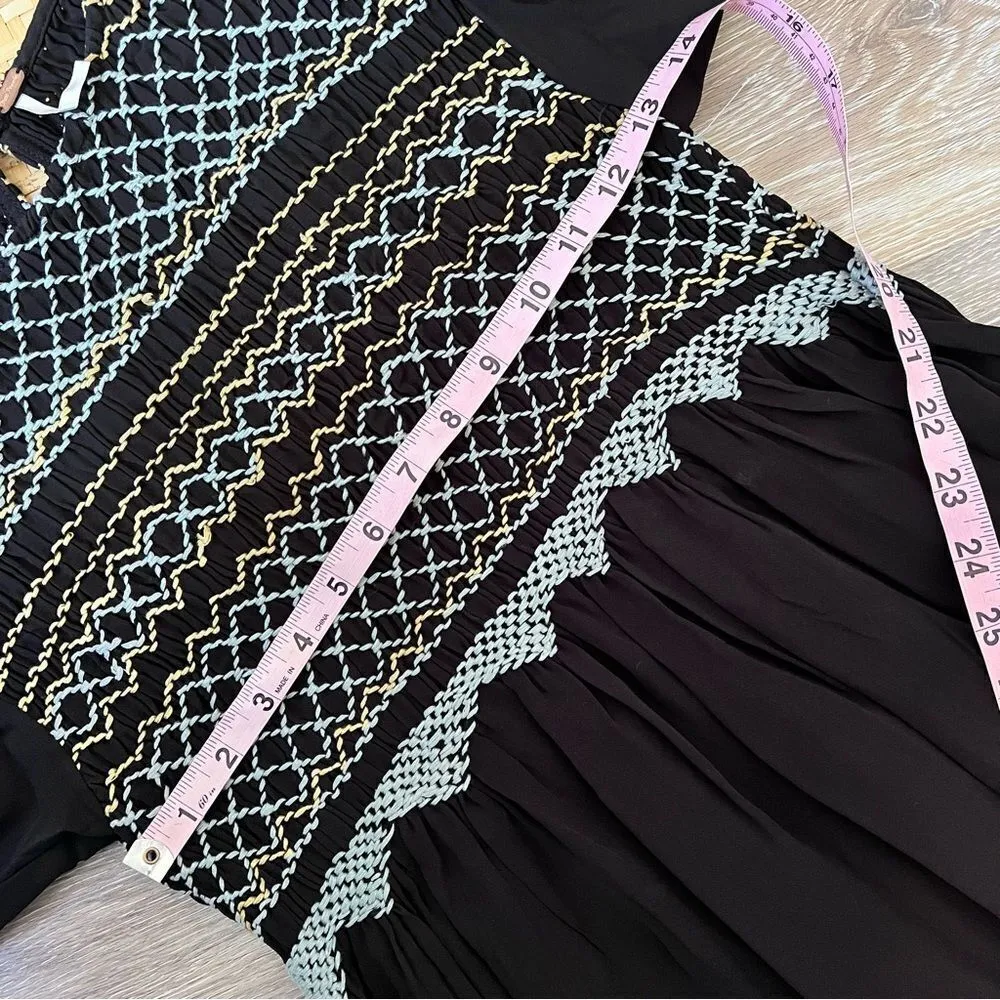 Free people embroidered‎ smoked balloon sleeve late night picnic dress - Image 5