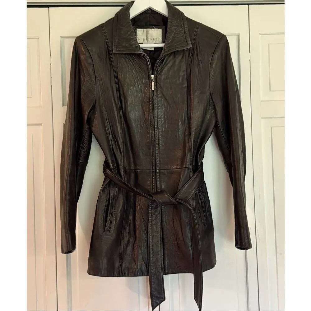 Nine West Vintage 100% genuine leather zip front jacket M - Image 12