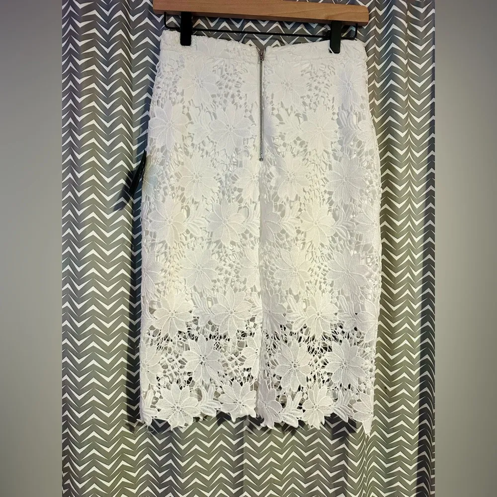 NWT Lulus | Look at Me Wow White Lace Pencil Skirt, Size S - Image 6