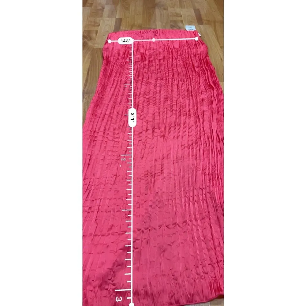 A New Day Women's Textured Crinkle Satin Midi Skirt Coral M NWT - Image 6