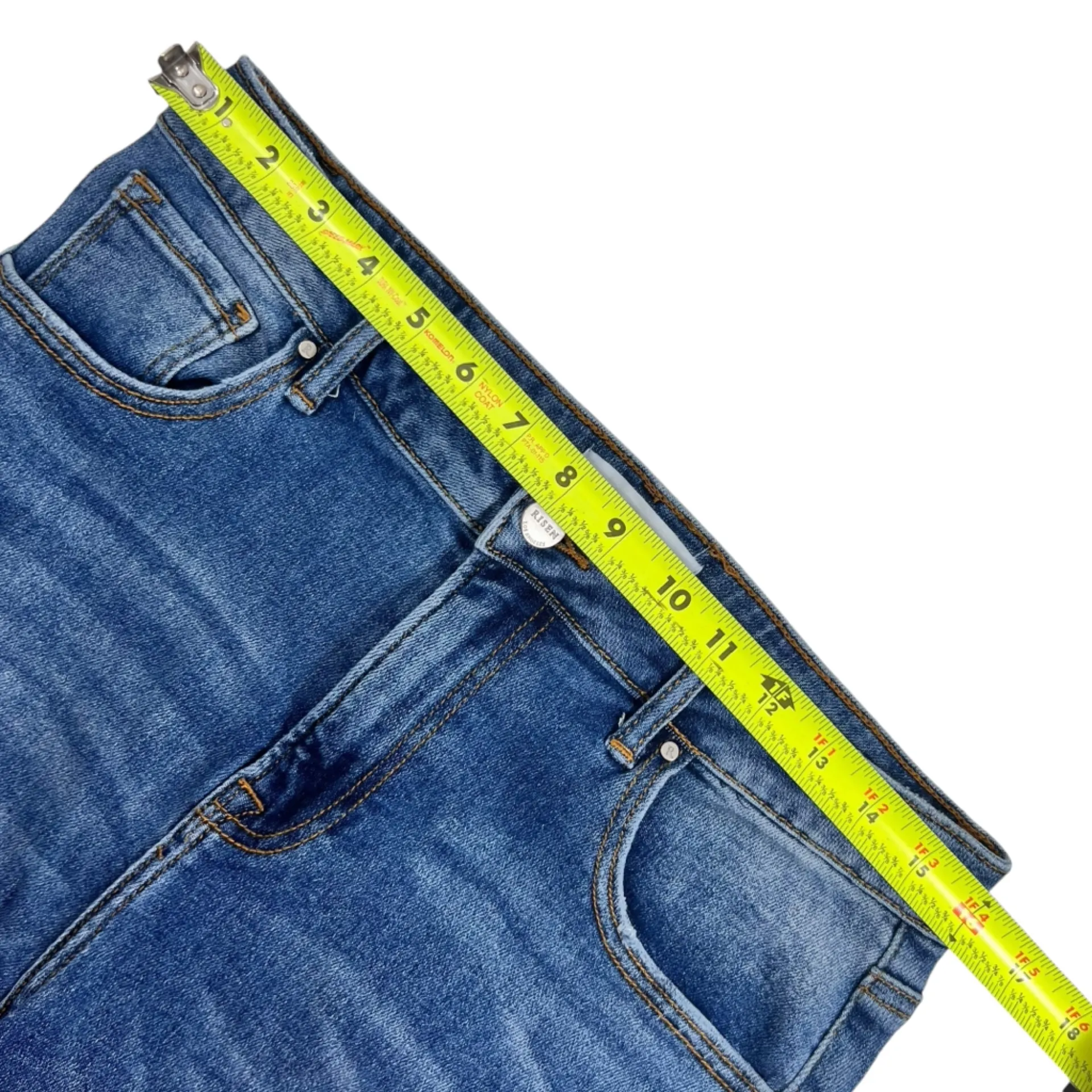 Risen High Rise Raw Hem Distressed Ankle Straight Jeans Blue Size 31 - Image 6