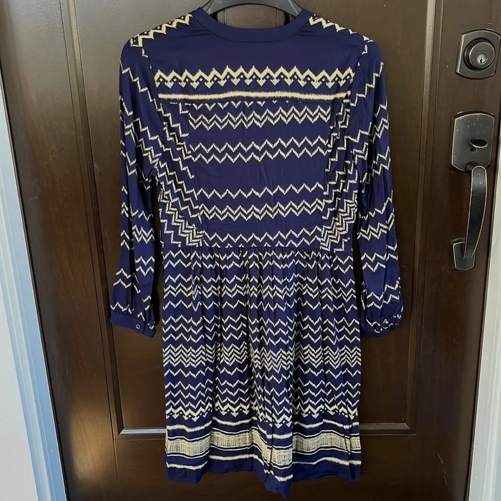 Like New Anthropologie Holding Horses Chevron Print Dress Blue Size Small - Image 9