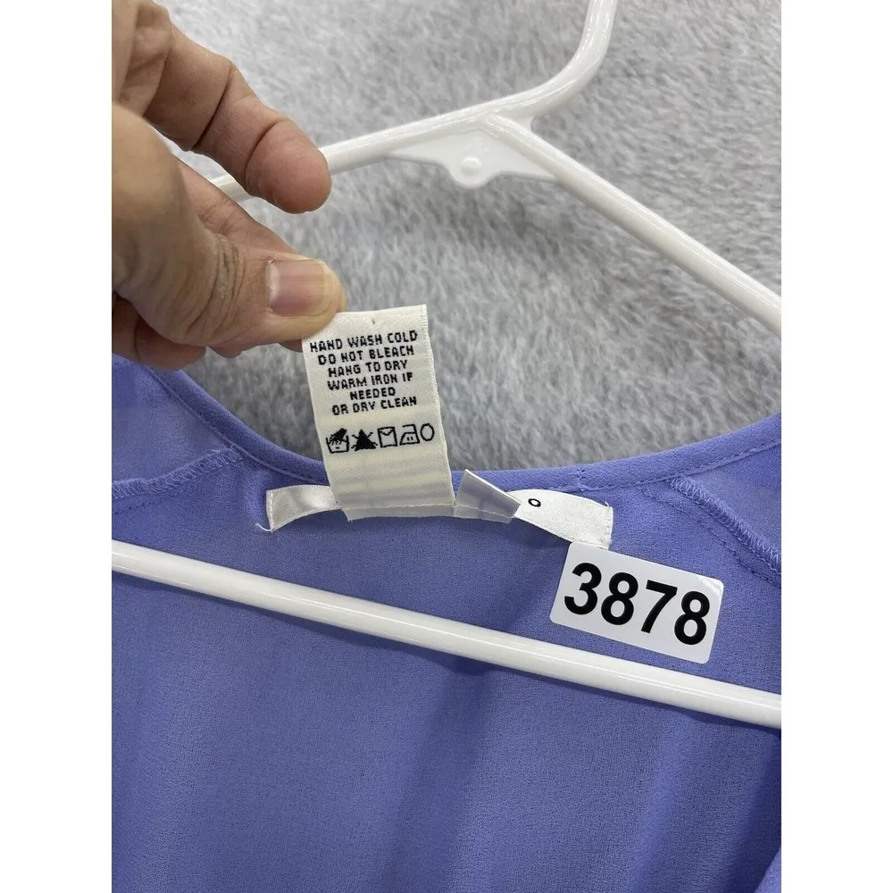 Max Studio Women's Dress A Line Flutter Sleeve Purple Scoop Neck XS Pleated - Image 6