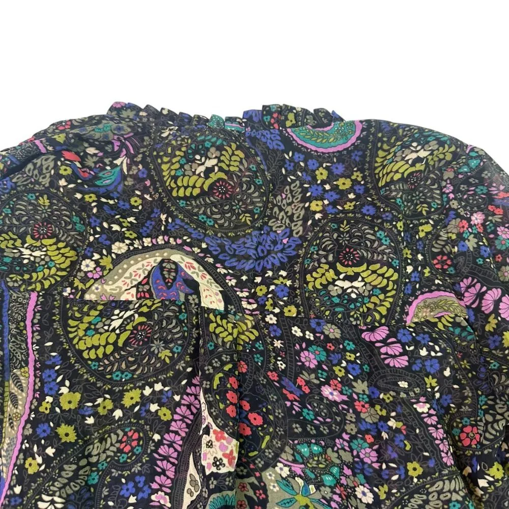 Dolan Anthropologie Paisley Sheer Long Sleeve Shirt Top Blouse Size XS Women's - Image 8