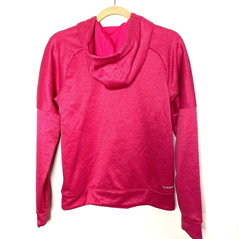 NWT Adidas Climawarm Womens Pink Hooded Pull On Athletic Sweatshirt Sz S - Image 3