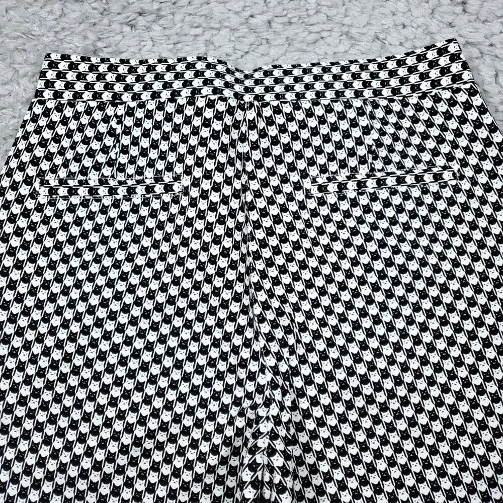 Betabrand Medium Long Skinny Leg Pencil Dress Pants Yoga Catstooth Black White - Image 4