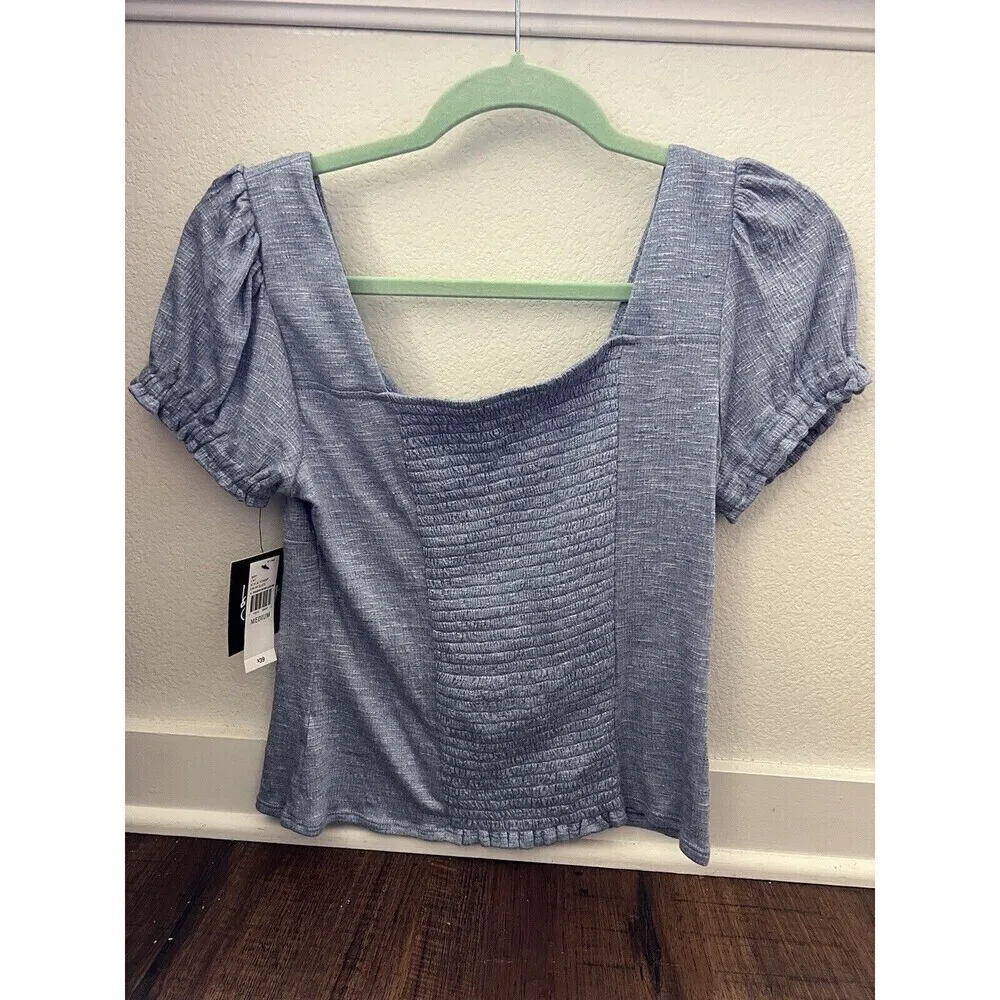 BNWT By & By Blue Short Sleeve Scrunched Top SIZE M Size M - Image 5