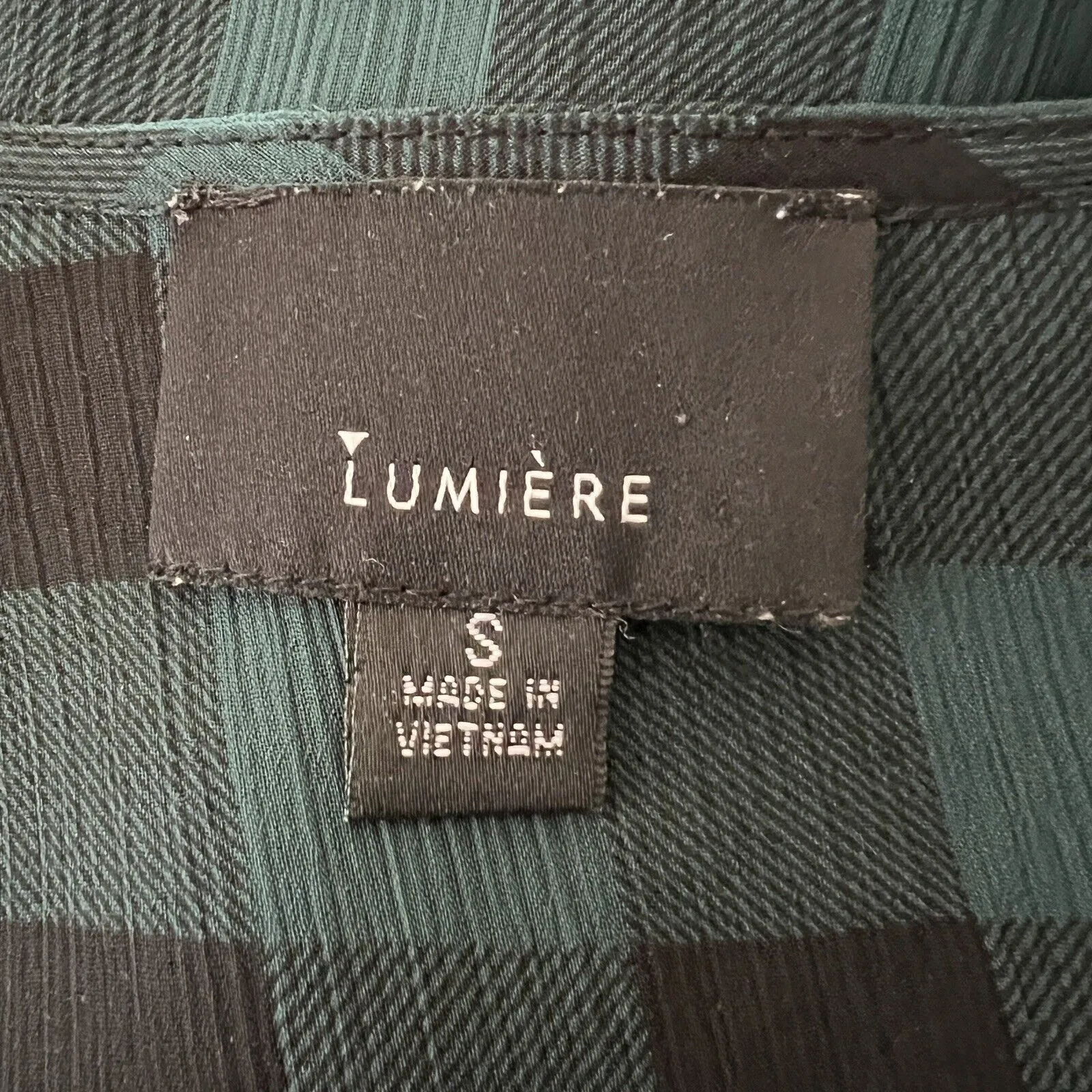 Lumiere Shirt Women Small Green Black Check‎ Print Sheer Casual Work Versatile - Image 5