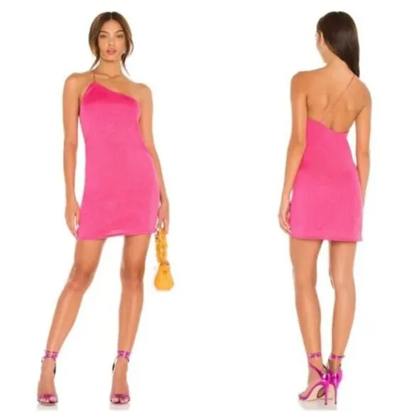 Gauge81 NEW Beja Short One Shoulder Mini Dress Revolve in Fuchsia Pink Small - Image 2