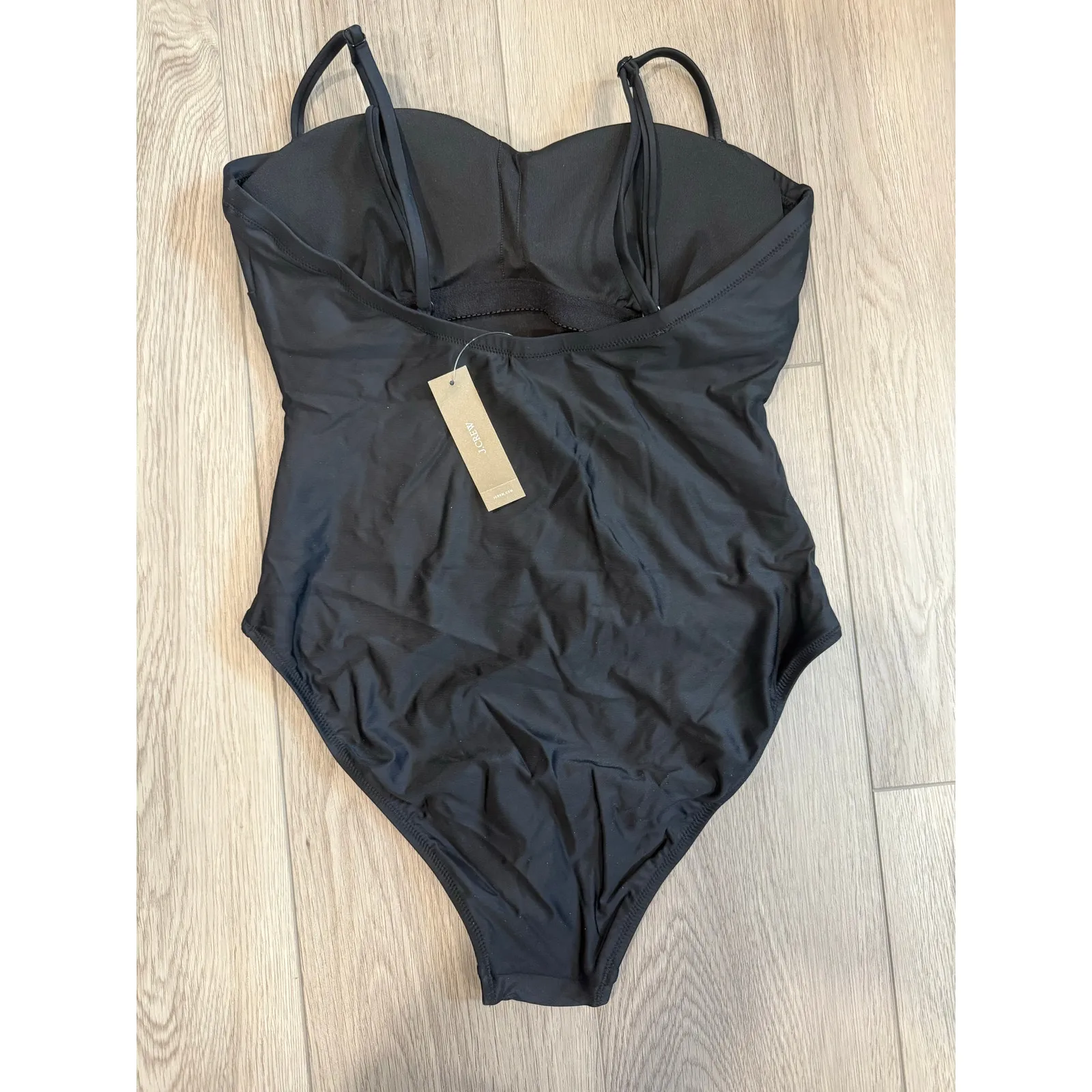 J.Crew Squareneck Minimalist Bandeau One Piece Swimsuit Black Sophisticated 8 - Image 3