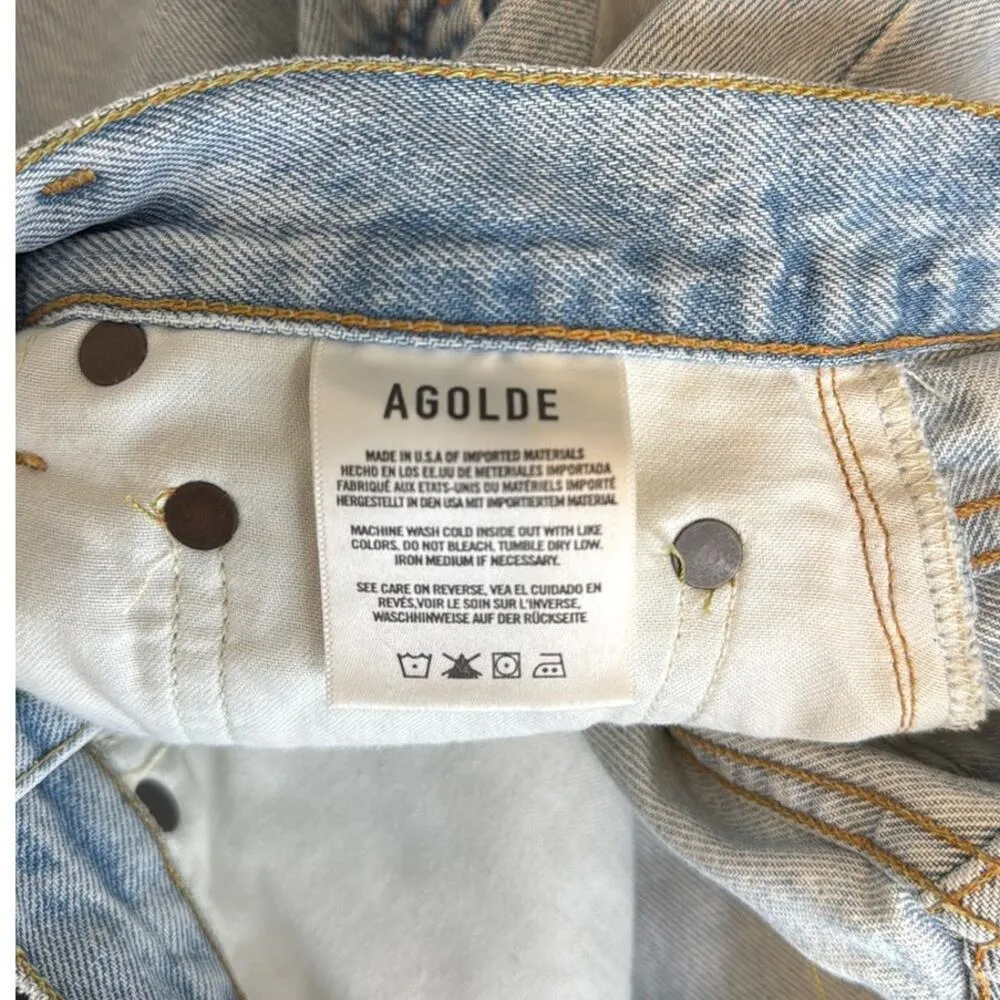 Agolde High Rise Denim Cutoff Pleat Skort size 26  In Hypnosis light wash - Image 7